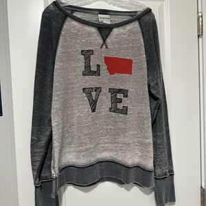 J. America Zen Montana Love Print Gray Sweater